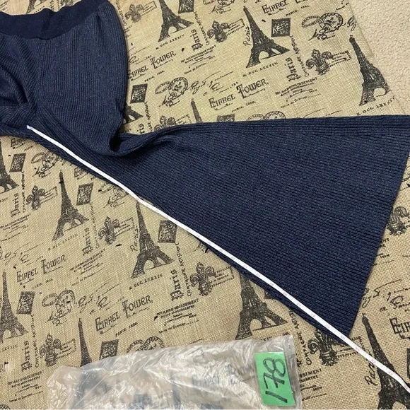 Anthropologie Pilcro Indigo Blue Sweater Ribbed Flare Sweatpants Size L - Picture 16 of 16